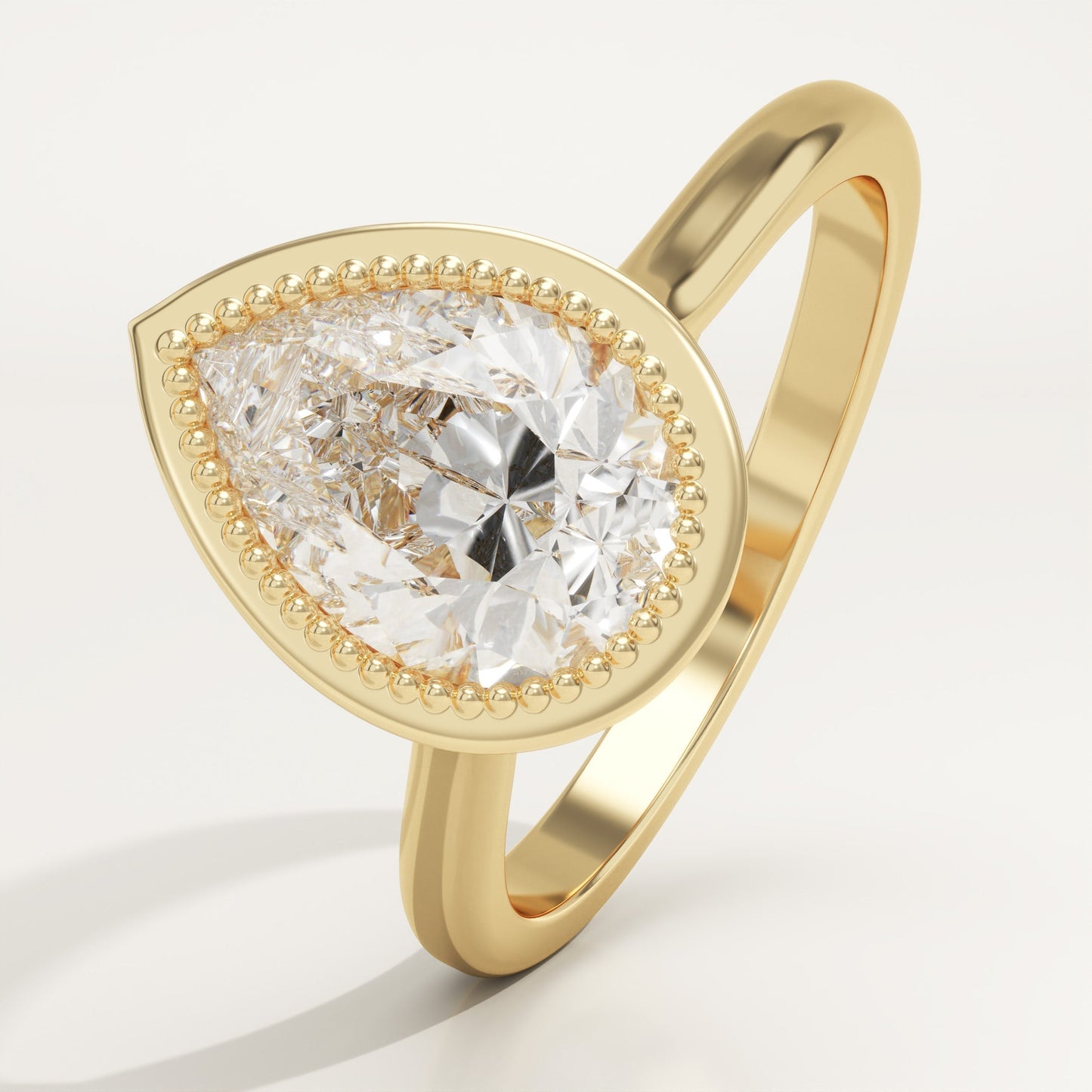 Pear Cut Bezel Lab-Grown Diamond Engagement Ring