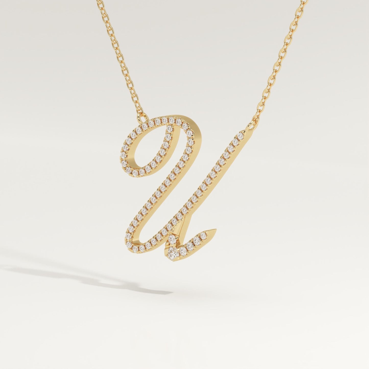 0.157 TCW Round Lab-Grown Diamond U Initial Necklace