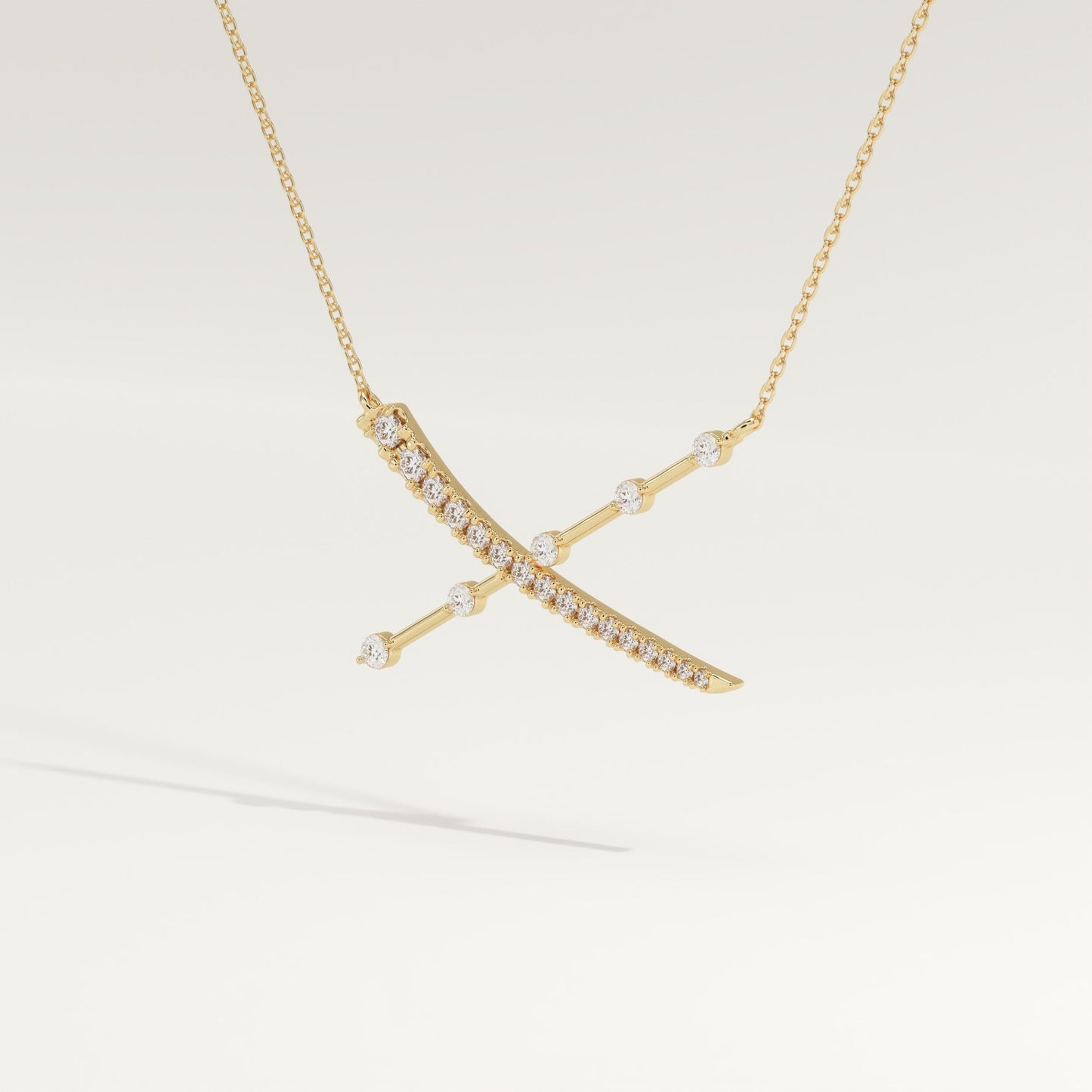 0.34 TCW Round Lab-Grown Diamond X Initial Necklace