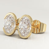 1 TCW Oval Half Bezel Lab-Grown Diamond Stud Earrings