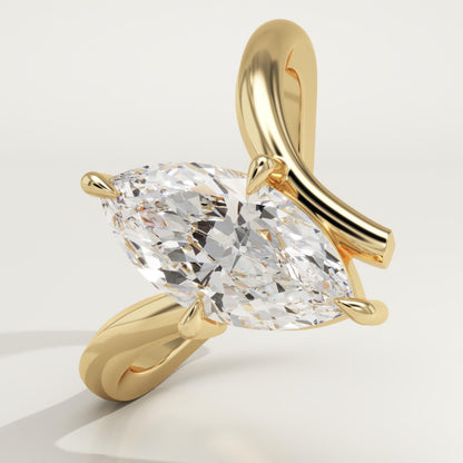 Marquise Cut V Shaped Solitaire Lab-Grown Diamond Engagement Ring