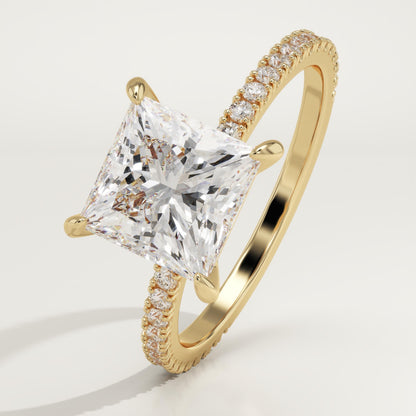 Princess Cut Pave Lab-Grown Diamond Engagement Ring