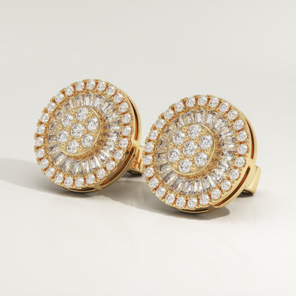 0.83 CT Round & Baguette Cut Moissanite Stud Earrings (Ready To Ship)