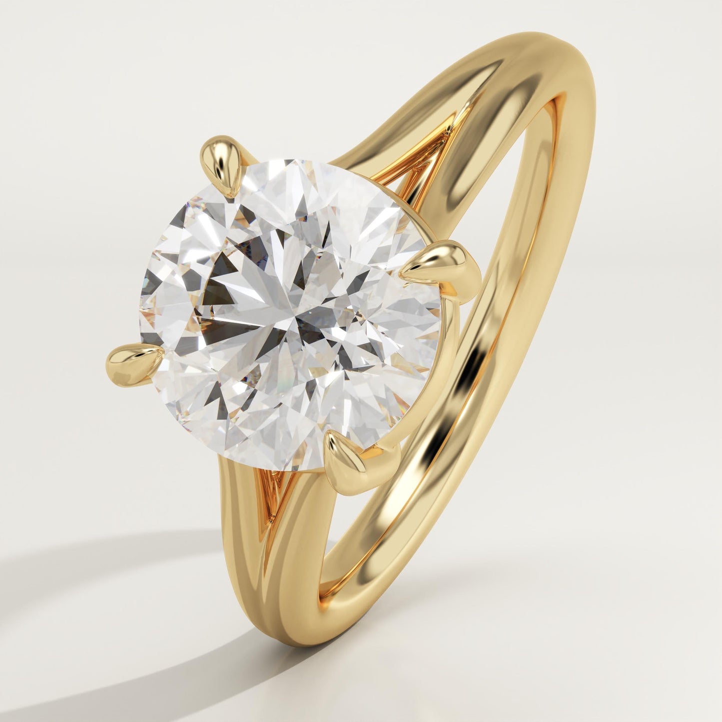 Round Cut Solitaire Split Shank Lab-Grown Diamond Engagement Ring