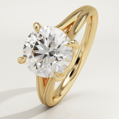 Round Cut Solitaire Split Shank Lab-Grown Diamond Engagement Ring