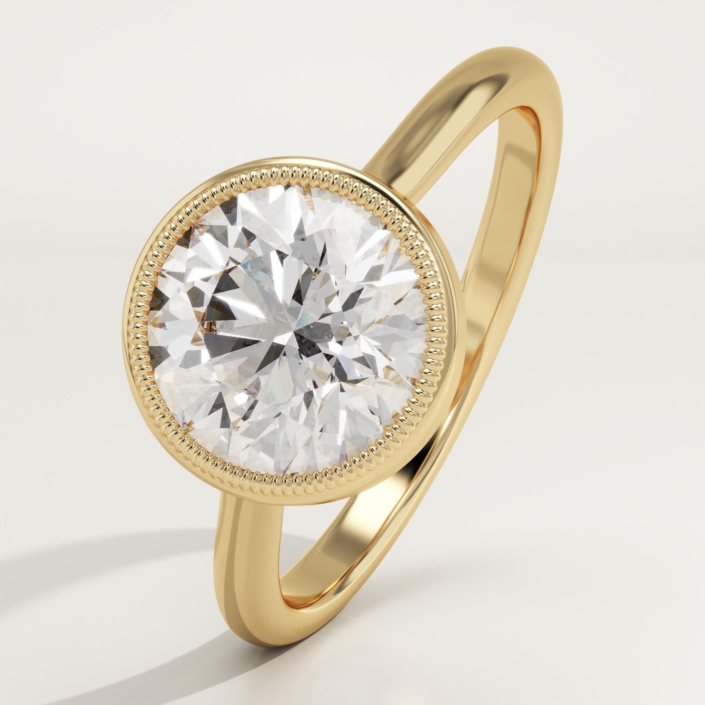 2 CT Round Cut Solitaire Bezel Moissanite Engagement Ring