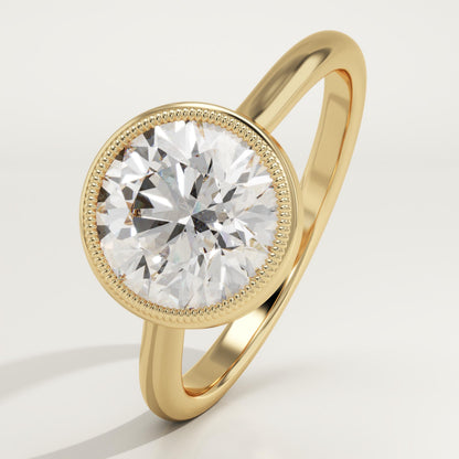 2 CT Round Cut Solitaire Bezel Moissanite Engagement Ring