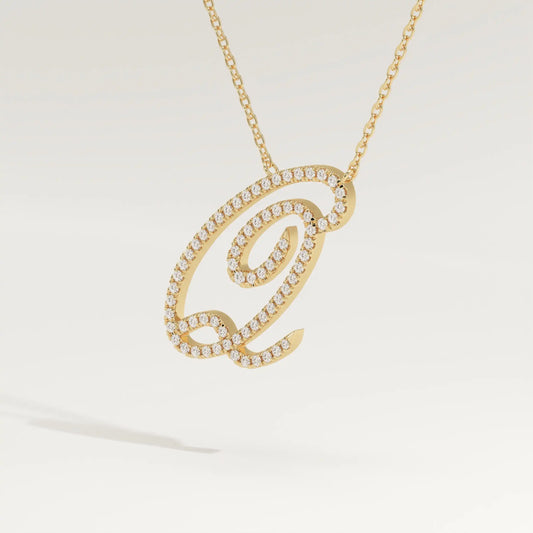0.187 TCW Round Lab-Grown Diamond Q Initial Necklace