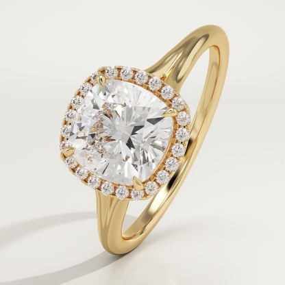Cushion Cut Halo Split Shank Lab-Grown Diamond Engagement Ring