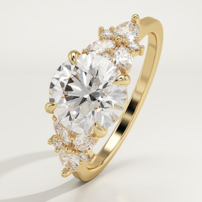 Round Cut Cluster Lab-Grown Diamond Engagement Ring