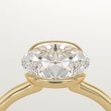2.0 CT East West Oval Cut Half Bezel Lab-Grown Diamond Engagement Ring