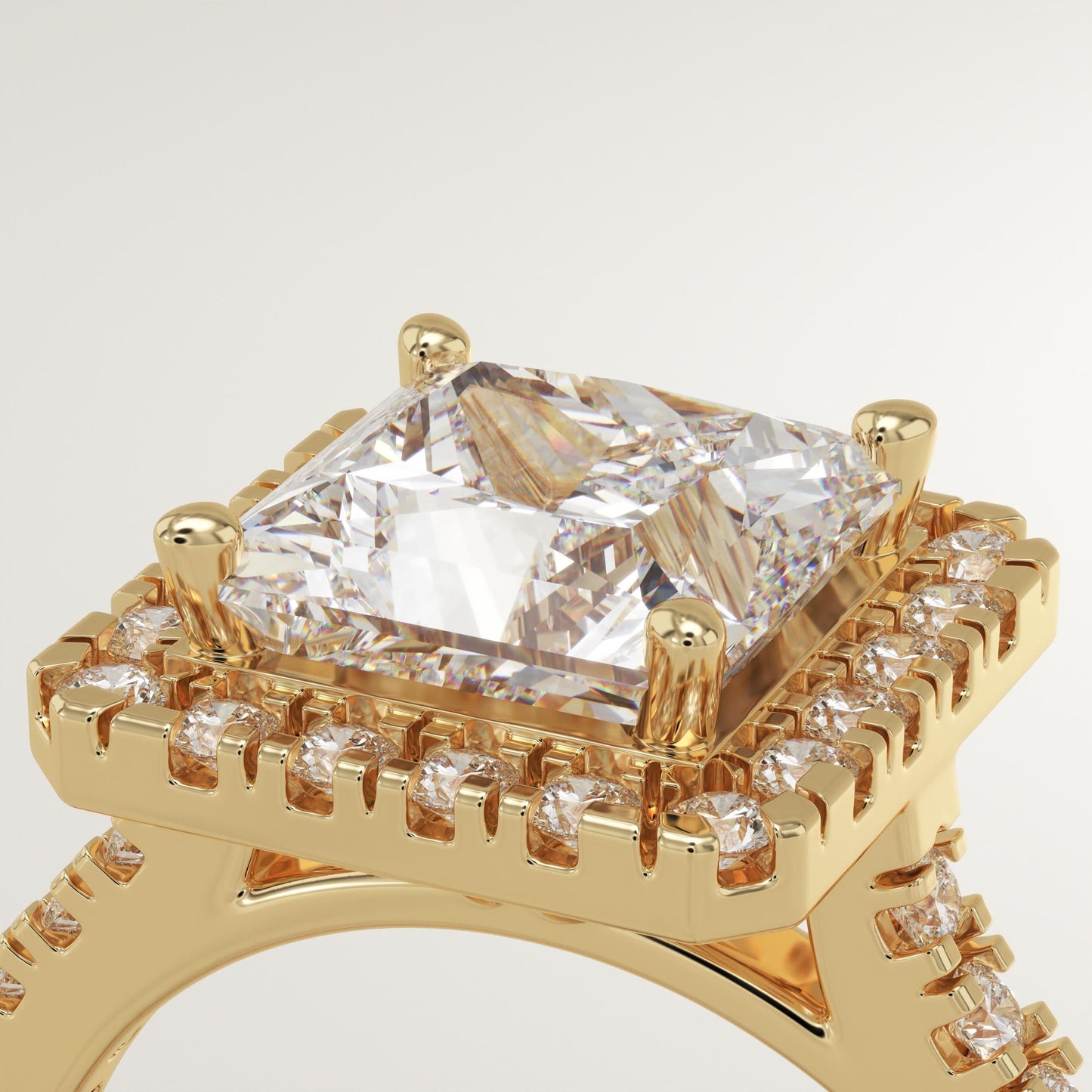Princess Cut Halo & Pave Cathedral Lab-Grown Diamond Engagement Ring