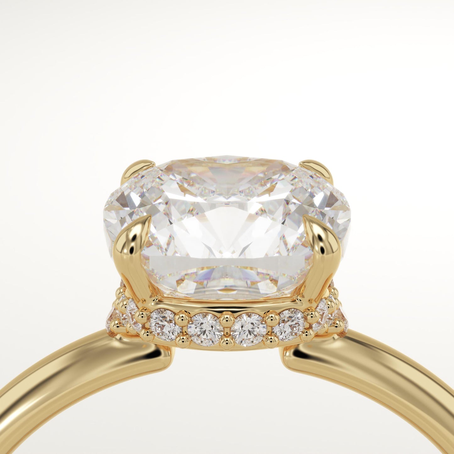 1.75 CT Cushion Cut Hidden Halo Moissanite Engagement Ring
