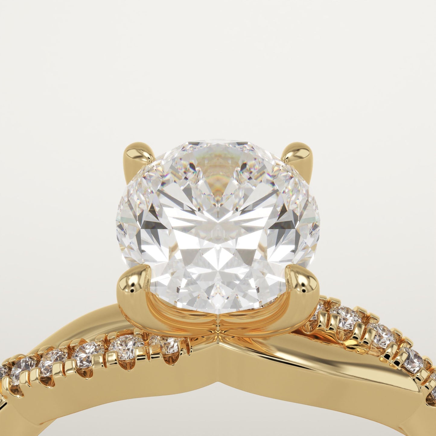 Oval Cut Twisted Pave Lab-Grown Diamond Engagement Ring