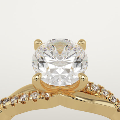 Oval Cut Twisted Pave Lab-Grown Diamond Engagement Ring