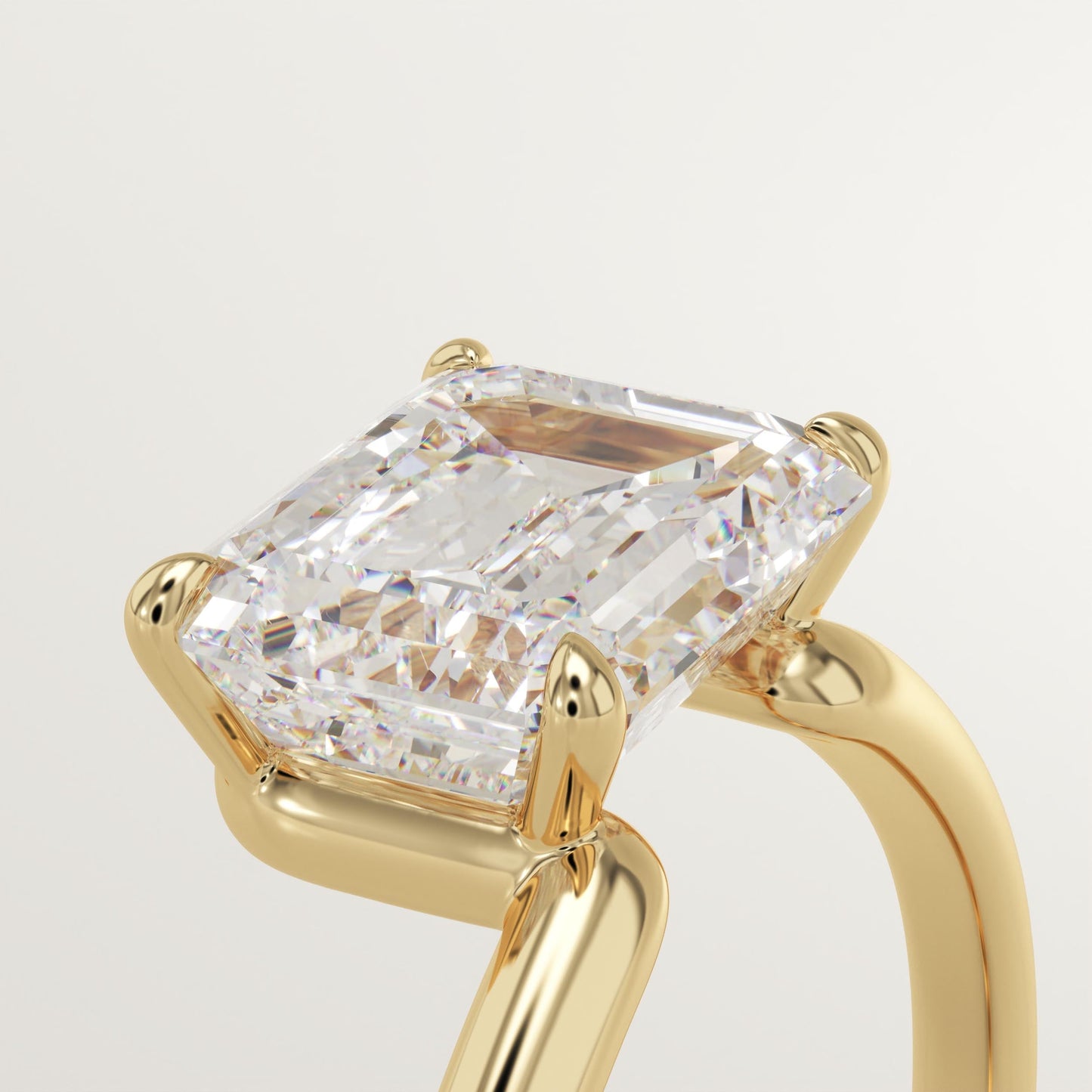 East West Emerald Cut Solitaire Lab-Grown Diamond Engagement Ring