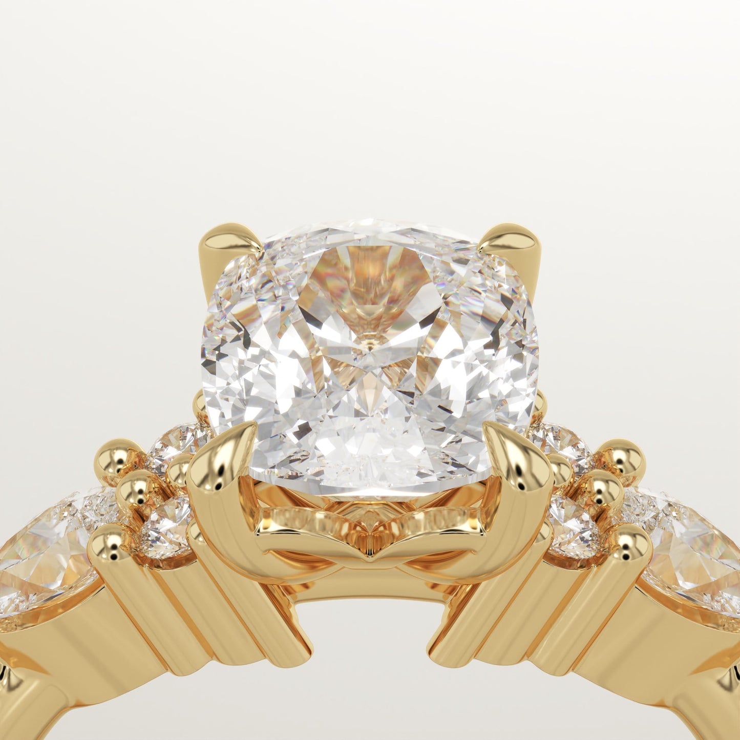 Elongated Cushion Cut Cluster Lab-Grown Diamond Engagement Ring