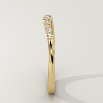 0.108 TCW Round Lab-Grown Diamond Curved Wedding Band