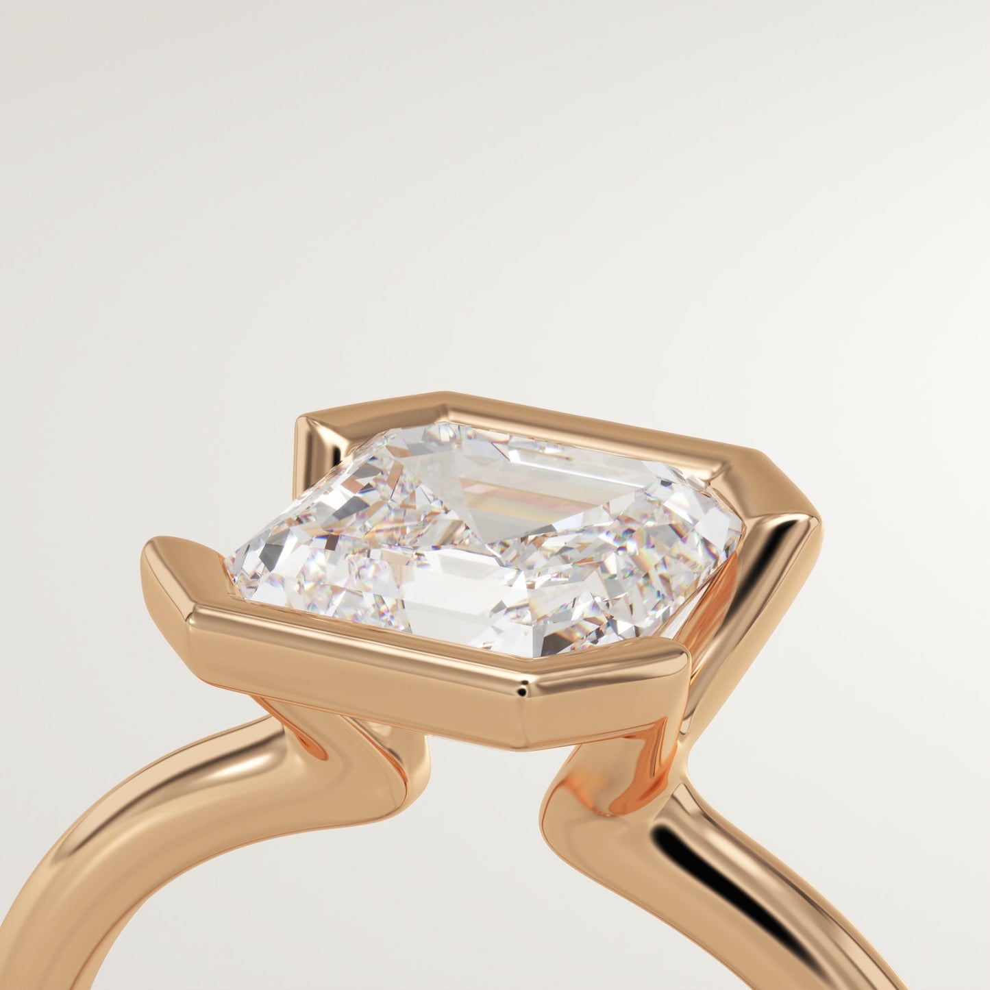 2 CT Asscher Cut Half Bezel Moissanite Engagement Ring