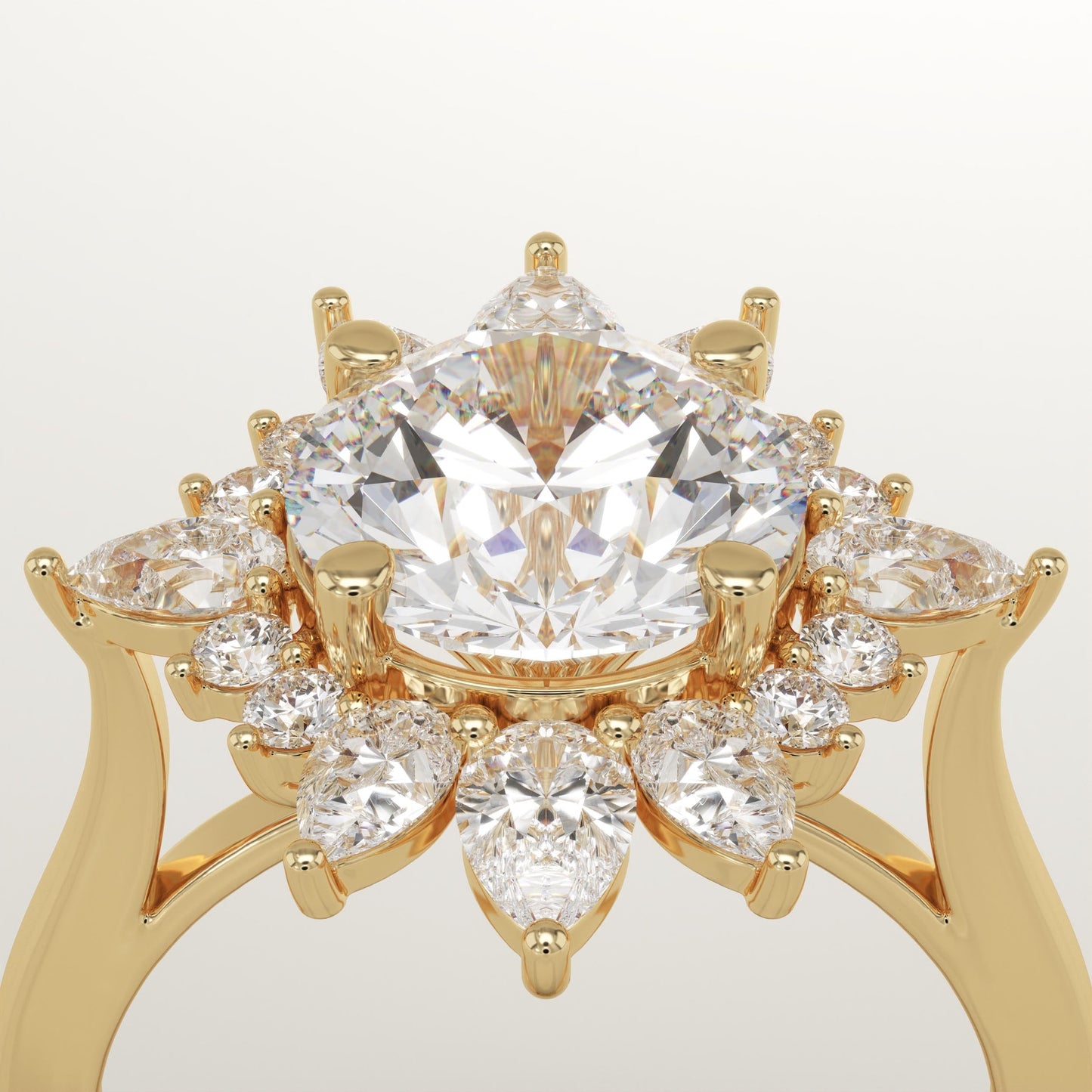 Round Cut Cluster Lab-Grown Diamond Engagement Ring