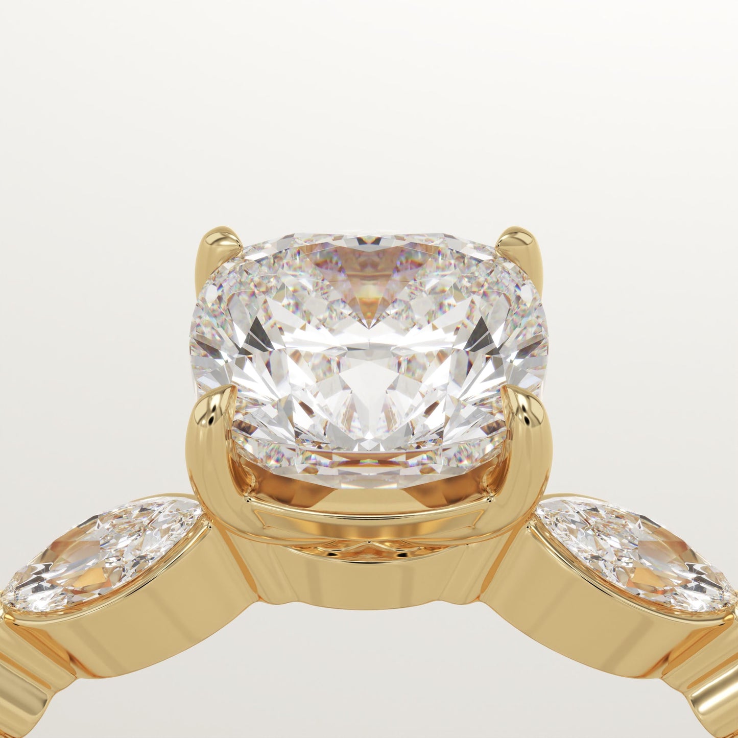 Cushion Cut Pave Lab-Grown Diamond Engagement Ring