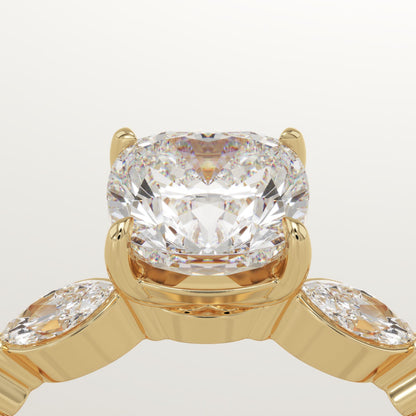 Cushion Cut Pave Lab-Grown Diamond Engagement Ring