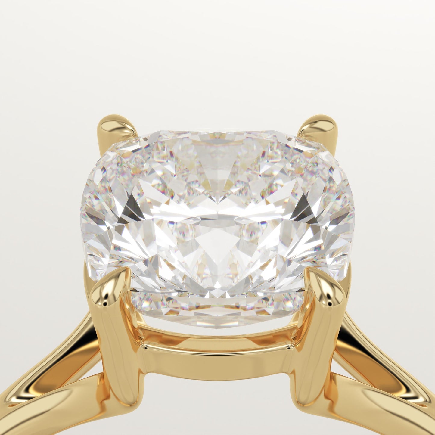 Cushion Cut Solitaire Split Shank Lab-Grown Diamond Engagement Ring