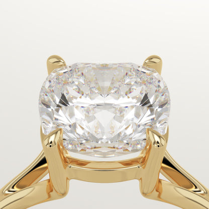 Cushion Cut Solitaire Split Shank Lab-Grown Diamond Engagement Ring