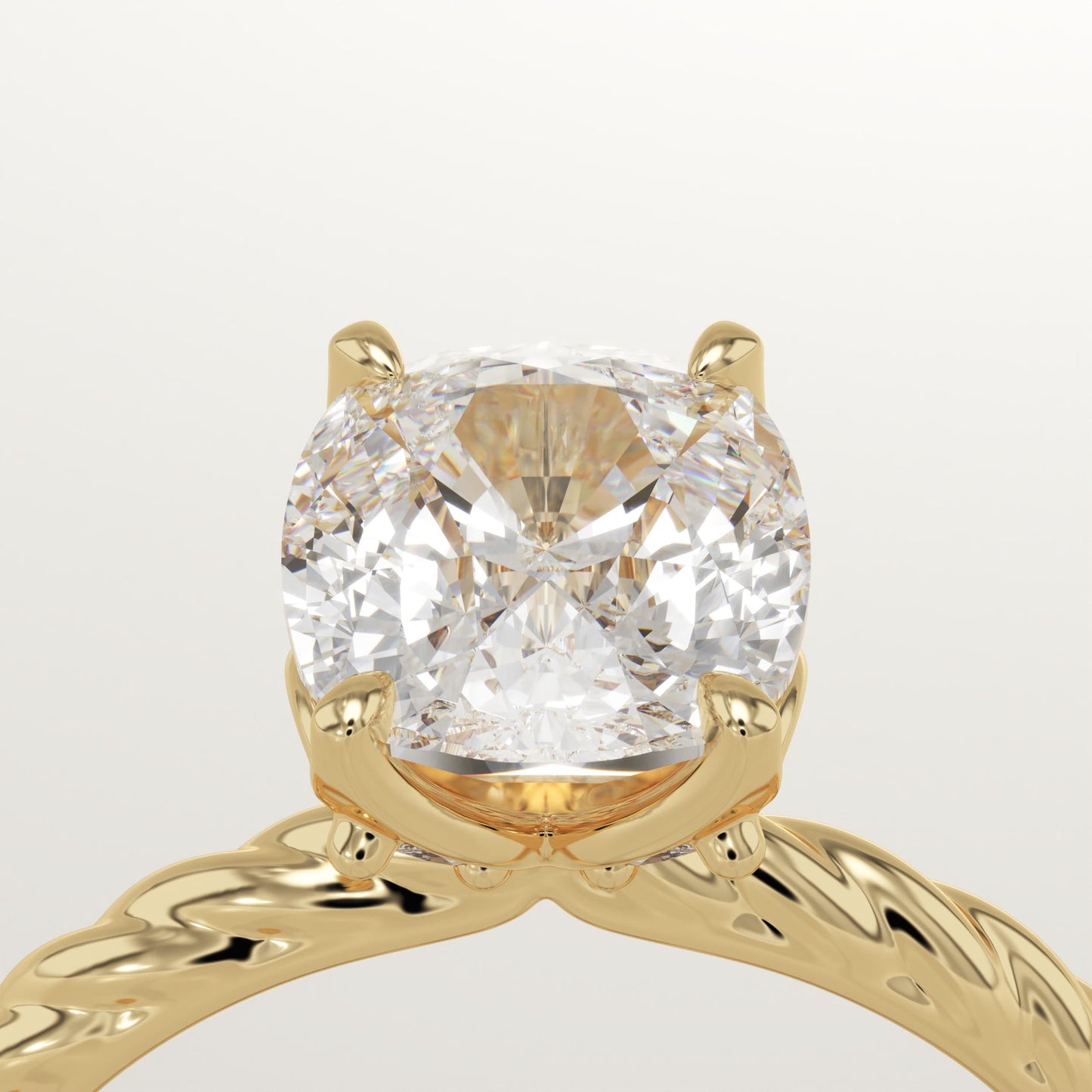 Elongated Cushion Cut Twisted Shank Lab-Grown Diamond Engagement Ring