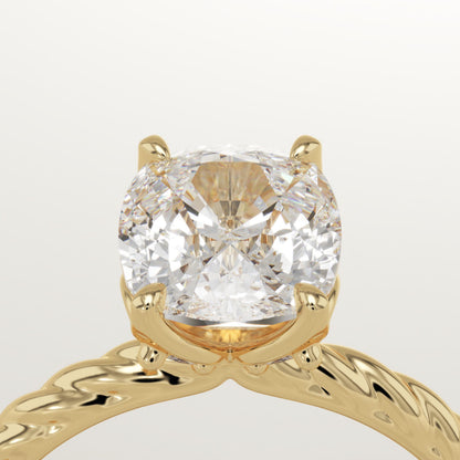 Elongated Cushion Cut Twisted Shank Lab-Grown Diamond Engagement Ring