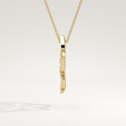 0.23 TCW Round Lab-Grown Diamond Flower Charm Necklace