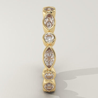 2.72 TCW Round & Marquise Lab-Grown Diamond Full Eternity Wedding Band