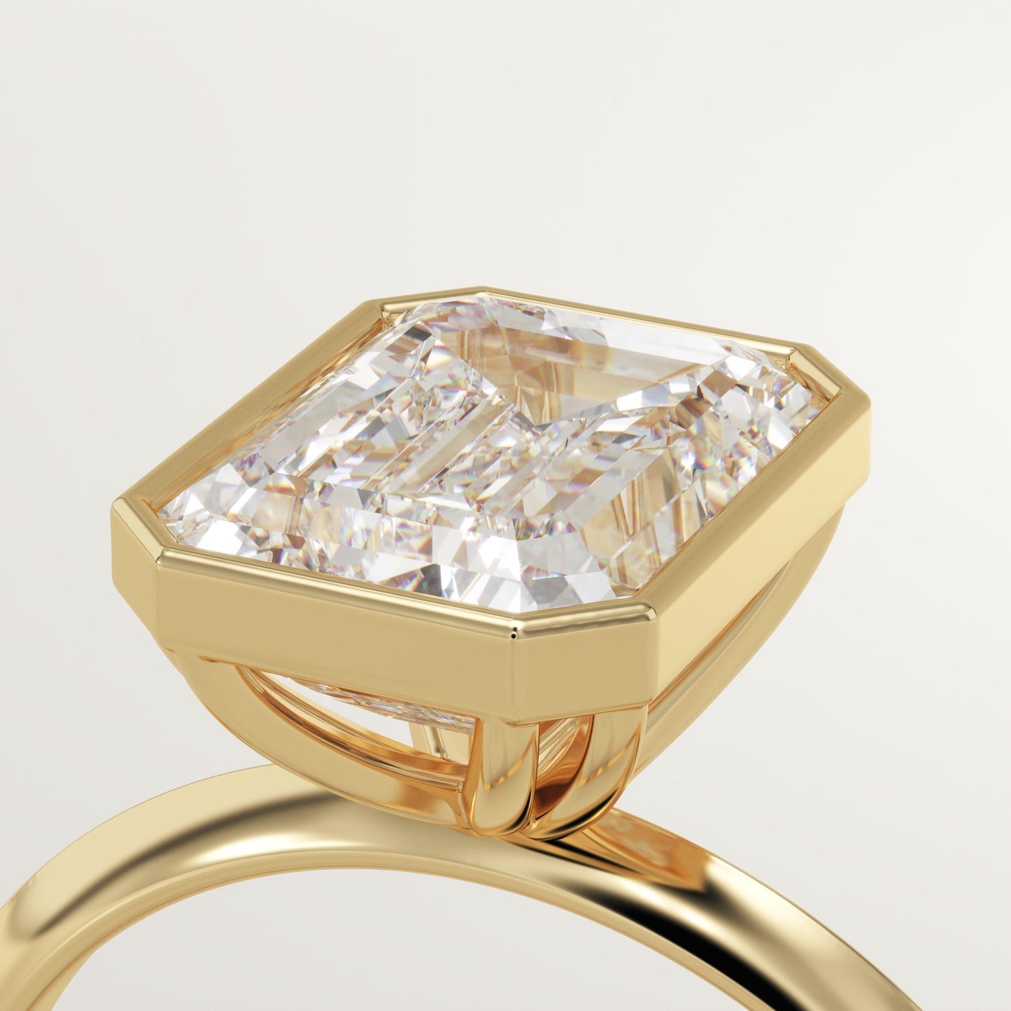 Emerald Cut Bezel Lab-Grown Diamond Engagement Ring