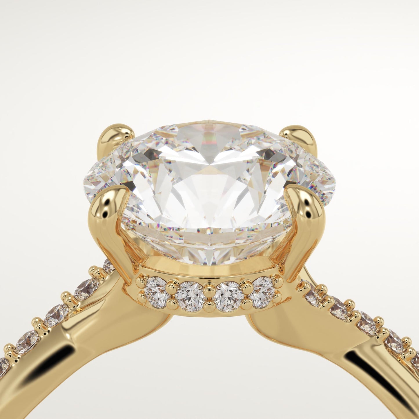 Round Cut Twisted Pave Lab-Grown Diamond Engagement Ring