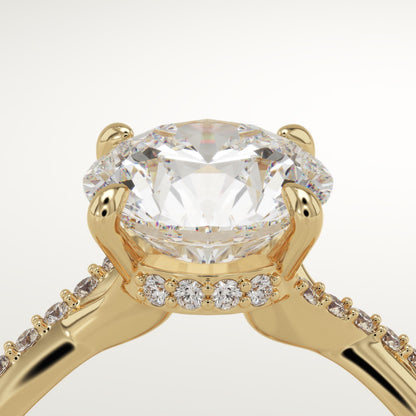Round Cut Twisted Pave Lab-Grown Diamond Engagement Ring