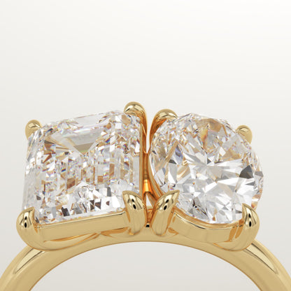 4.5 TCW Emerald & Oval Cut Toi Et Moi Lab-Grown Diamond Engagement Ring