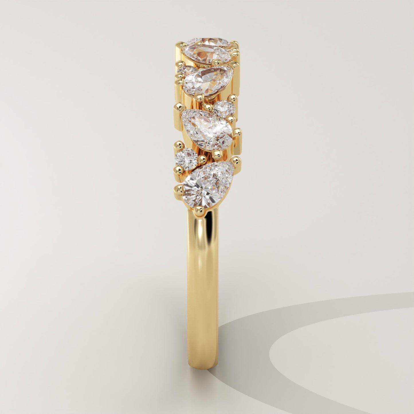 0.73 TCW Pear & Round Lab-Grown Diamond Half Eternity Wedding Band