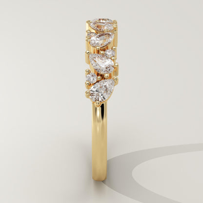 0.73 TCW Pear & Round Lab-Grown Diamond Half Eternity Wedding Band