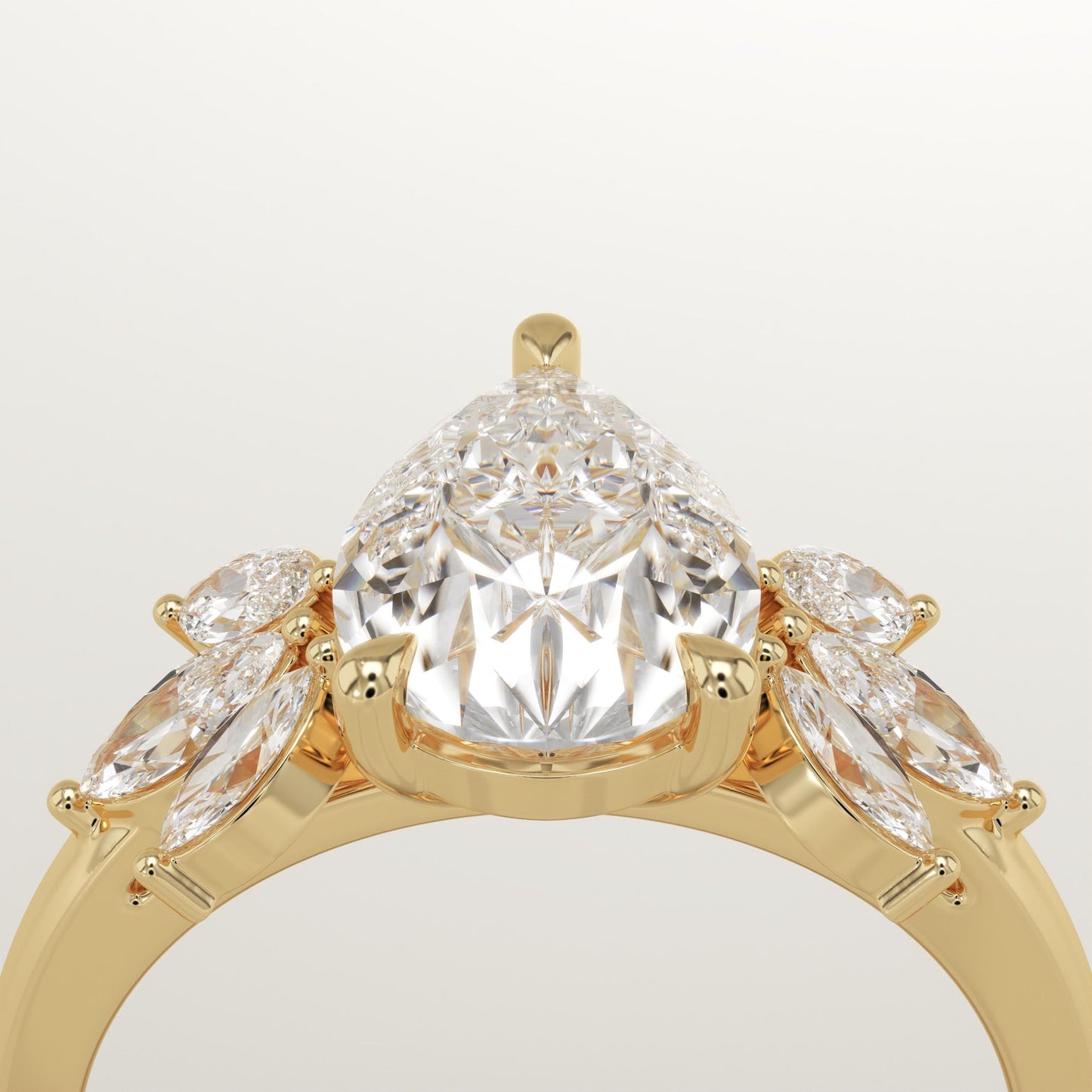 Pear Cut Cluster Lab-Grown Diamond Engagement Ring