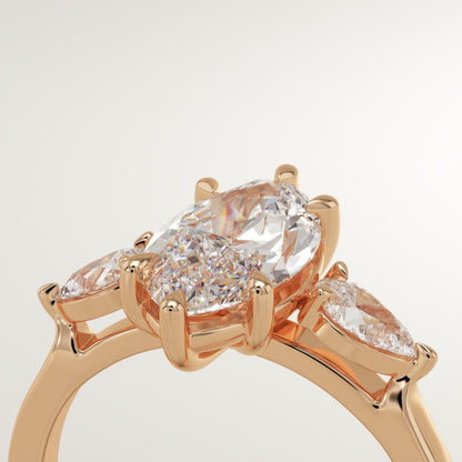 Marquise Cut Three stone Lab-Grown Diamond Engagement Ring