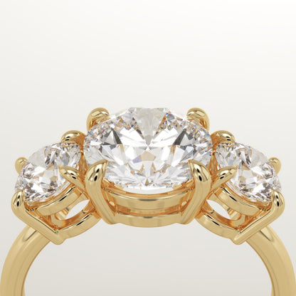 2 CT Round Cut Three Stone Moissanite Engagement Ring