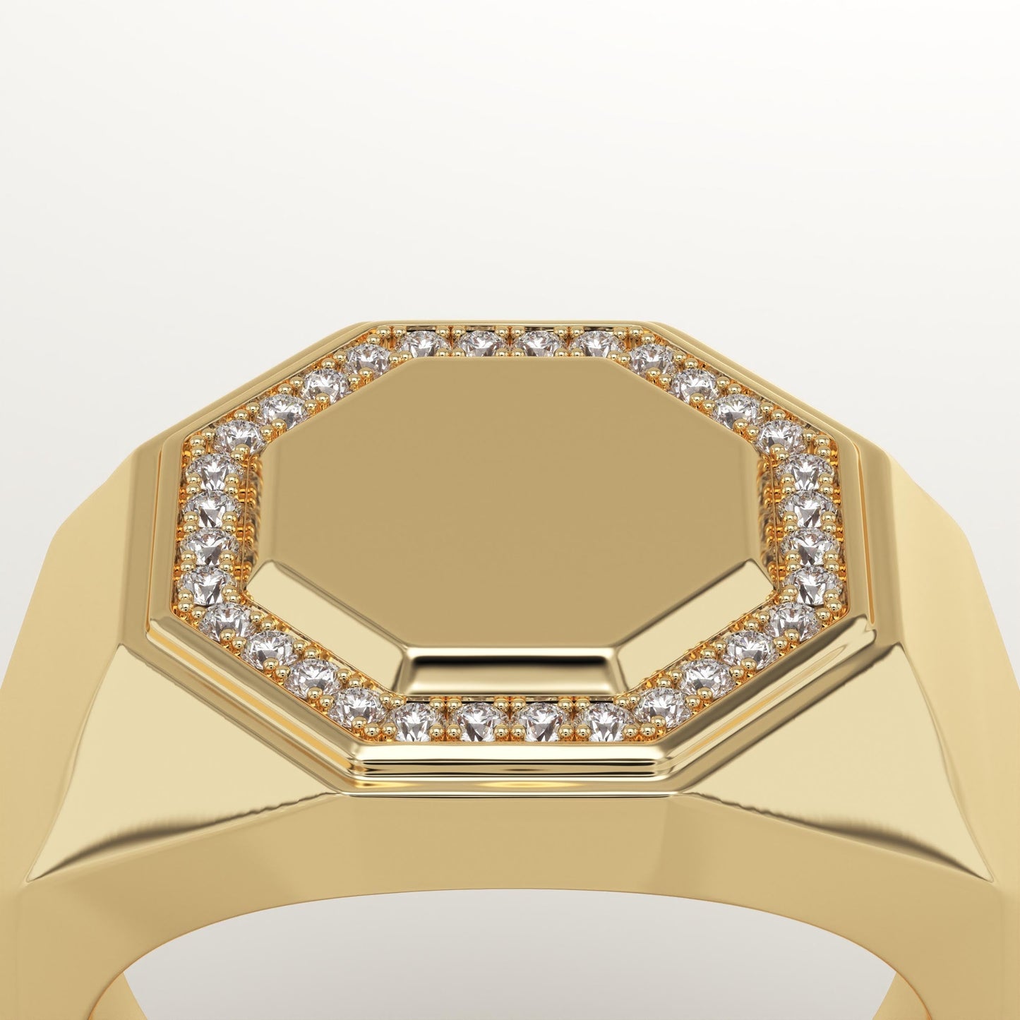 0.18 TCW Round Lab-Grown Diamond Signet Wedding Band For Men