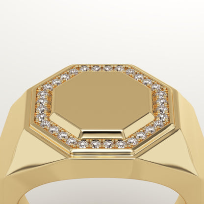 0.18 TCW Round Lab-Grown Diamond Signet Wedding Band For Men