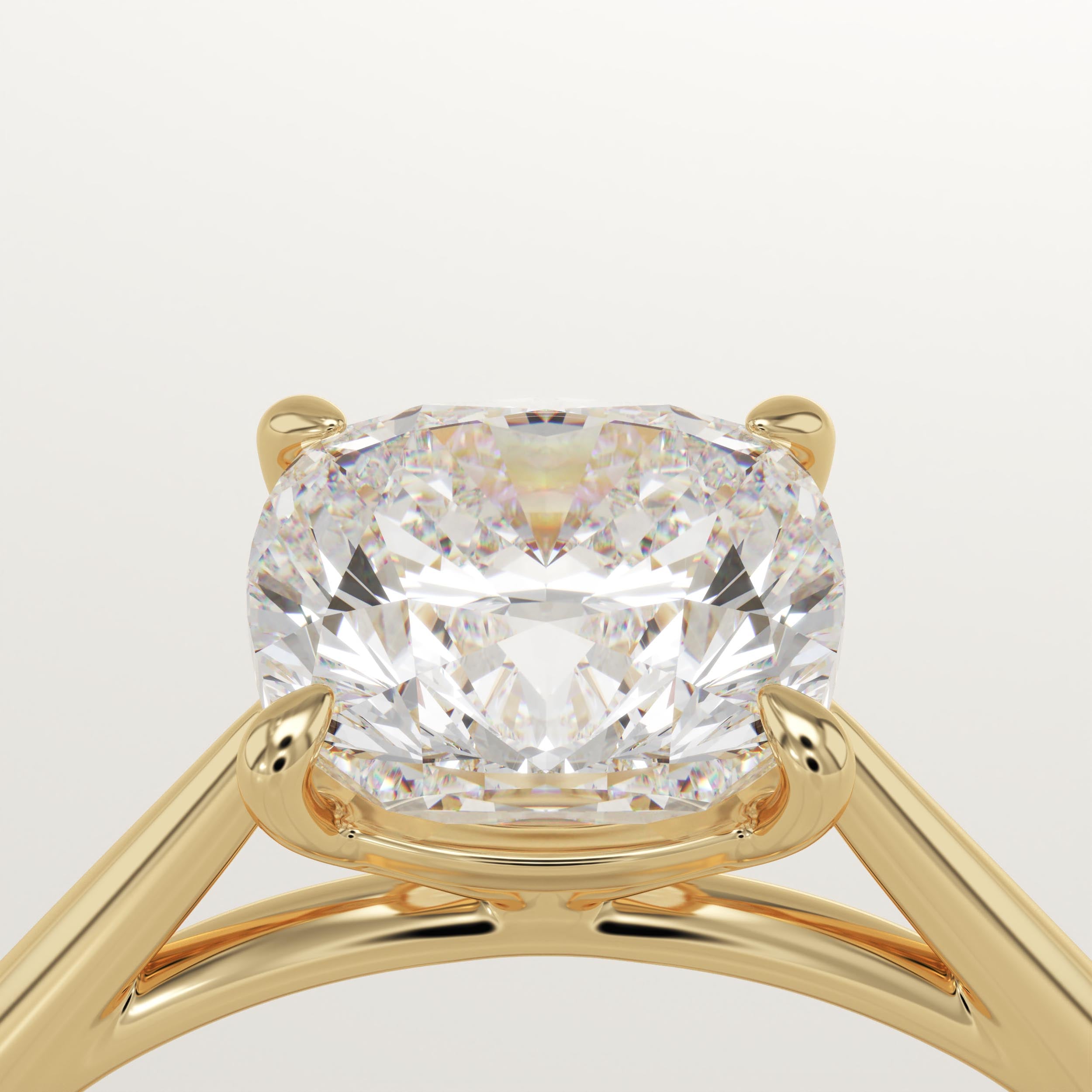 2.0 CT Cushion Cut Solitaire Lab-Grown Diamond Engagement Ring