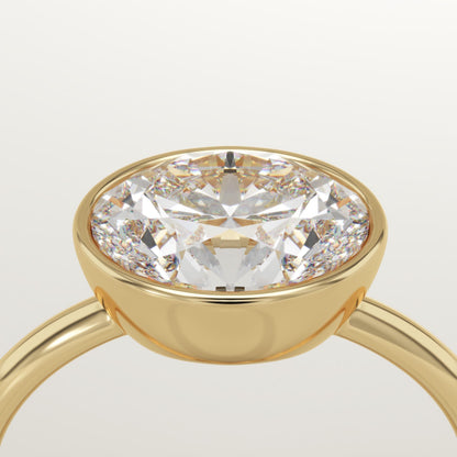 1.75 CT East West Oval Cut Solitaire Bezel Moissanite Engagement Ring