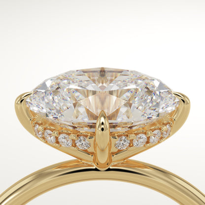 2.25 CT East West Oval Cut Hidden Halo Moissanite Engagement Ring