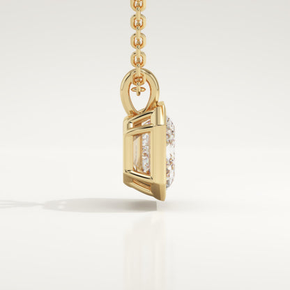 2 CT East West Emerald Lab-Grown Diamond Solitaire & Bezel Necklace