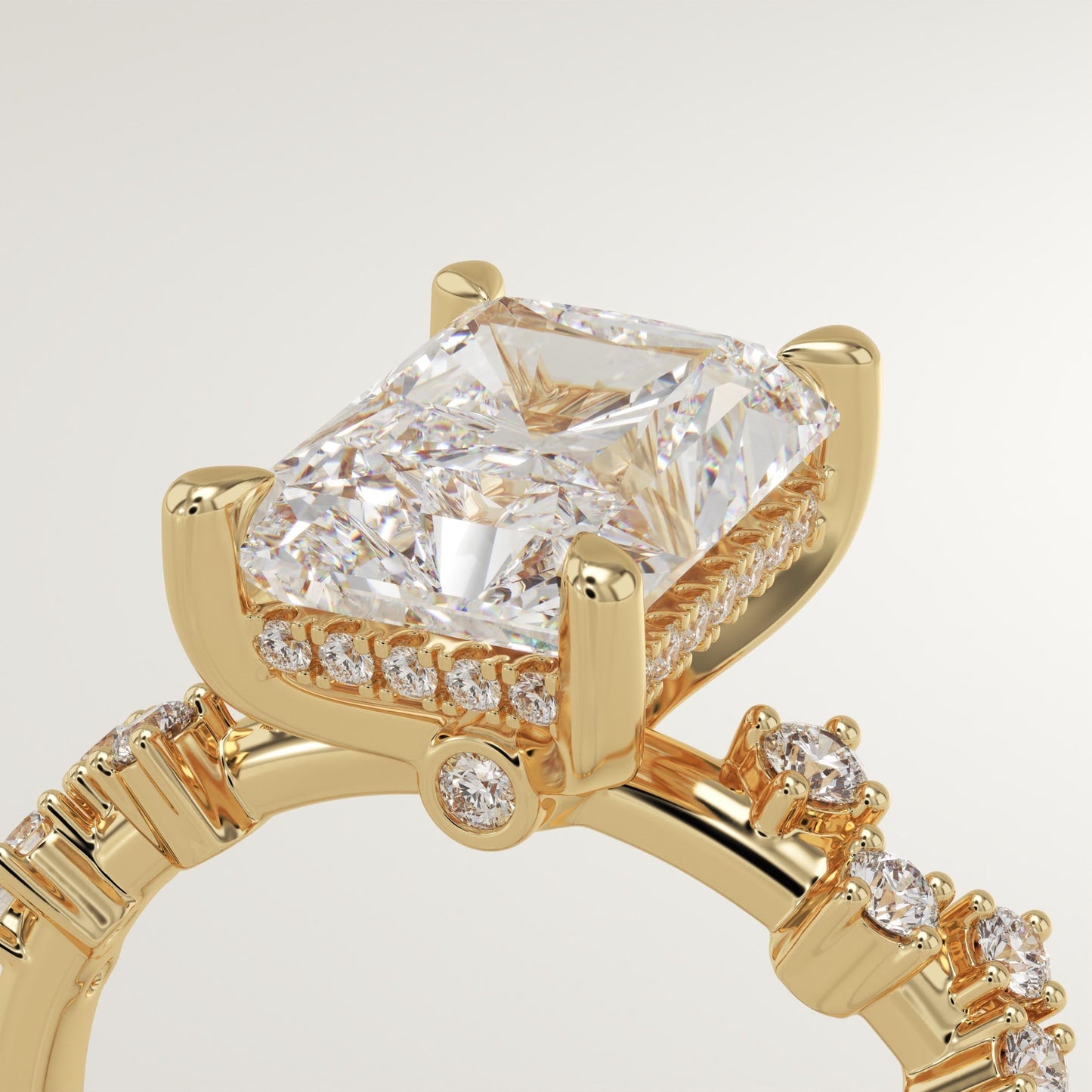 Radiant Cut Hidden Halo & Pave Lab-Grown Diamond Engagement Ring