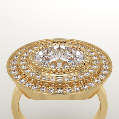 Oval Cut Double Halo Lab-Grown Diamond Engagement Ring