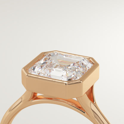 Asscher Cut Bezel Split Shank Lab-Grown Diamond Engagement Ring